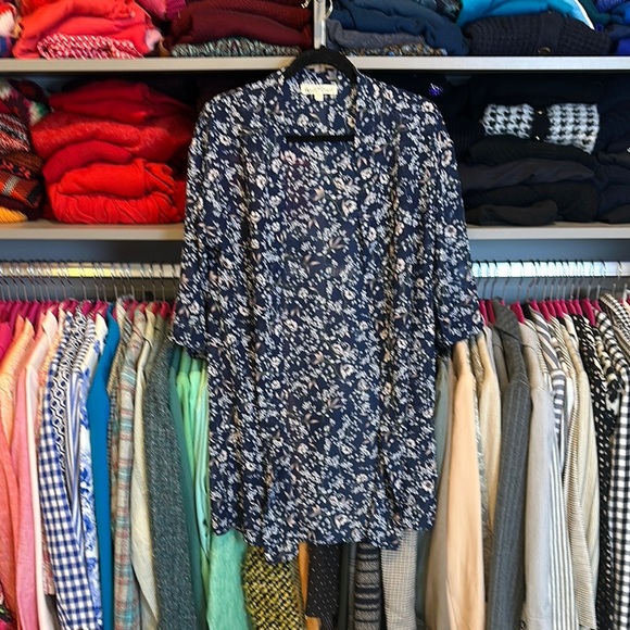 Wallflower navy/white/pink floral print open drone 3/4 sleeve kimono size S - Picture 1 of 4